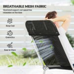 Folding Chaise Lounge Chair, Portable Tanning Chair with Adjustable Backrest, Pillow for Beach Poolside Patio, Black - Image 5