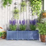 Plastic Raised Garden Bed, 4 x 1 x 1 ft Outdoor Flower Box with Drainage Holes for Vegetables, Herbs, Blue - Image 8