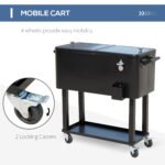80 QT Rolling Cooling Bins Ice Chest on Wheels Outdoor Stand Up Drink Cooler Cart for Party, Black - Image 5