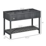 Wooden Raised Garden Bed, Elevated Planter Box Stand with 8 Slots and Open Shelf, Dark Gray - Image 3