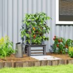 Wooden Raised Garden Bed with Trellis, Galvanized Planter Box Elevated Garden Bed for Garden, Patio, Gray - Image 2
