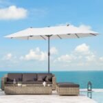 Extra Large 15 ft Patio Umbrella, Double-Sided Wide Outdoor Umbrella with Crank Handle and Air Vents for Backyard, Deck, Pool, Market, Gray - Image 2