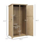 Wooden Outdoor Storage Cabinet Garden Shed with Waterproof Asphalt Roof and Lockable Doors, Natural - Image 3