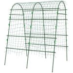 Metal Garden Trellis, Arch Trellis for Climbing Plants Outdoor, A-Frame, with Climbing Net, 57" x 66" x 81", Green