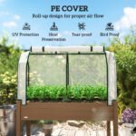 Raised Garden Bed with PE Greenhouse Cover Outdoor Planter Box for Herbs and Vegetables, 48 x 22 x 46 inch, Brown - Image 4