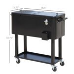 80 QT Rolling Cooling Bins Ice Chest on Wheels Outdoor Stand Up Drink Cooler Cart for Party, Black - Image 3