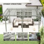 12' x 16' Outdoor Pergola, Wood Gazebo Grape Trellis with Stable Structure for Climbing Plant Support, Gray - Image 4
