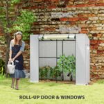 Walk-in Portable Greenhouse Small Greenhouse for Outdoors with UV-resistant PE Cover, 6.6' x 2.5' x 5.6' White - Image 6