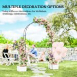 8 ft Steel Garden Arch, Garden Arbor Trellis with Large Base for Climbing Plants, Wedding Arch Stand, Black - Image 7