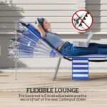 Tanning Chair with Face Hole, 5-Level Adjustable Outdoor Chaise Lounge Chair with Pillow for Beach, Pool, Blue Stripes - Image 4