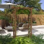 85" Wooden Garden Arbor for Wedding and Ceremony, Outdoor Garden Arch Trellis for Climbing Vines - Carbonized - Image 2