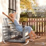 Patio Glider Bench w/ HDPE Slatted Double Rocking Chair, Distressed Gray - Image 4