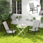 Set of 2 Outdoor Dining Chairs with High Back, Armrests, Folding Patio Chairs for Patio, Lawn, Camping, Gray - Image 8