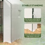 Portable Greenhouse, Water/UV Resistant Walk-In Small Outdoor Green House with 2 Tier Flower Rack Shelves, White - Image 7