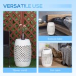 12" Steel Outdoor Side Table, Round Hollow Drum Patio End Table, Accent Table for Indoor and Outdoorr, White - Image 5