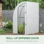 5' x 4' x 7' Outdoor Lean to Greenhouse, Walk-In Green House Plant Nursery with Roll-up Window, PE Cover, White - Image 6