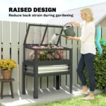 Raised Garden Bed with Flip-Up Mini Greenhouse, Elevated Planter Box with Legs and Bed Liner for Flowers, Vegetables - Image 6
