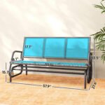 3-Person Outdoor Patio Glider Bench, Porch Glider Swing with 3 Seats, Breathable Mesh Fabric, Metal Frame, Blue - Image 3