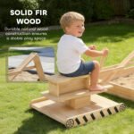 Wooden Sandbox with Digger, Kids Sandbox with 360° Rotating Seat & Bottom Liner, 72" x 35" x 22" - Image 6