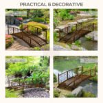 7' Metal Arch Garden Bridge Arc Footbridge with Side Railings Decorative Scrollwork, Bronze - Image 5