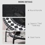 30" Outdoor Fire Pit Dining Table, 3-in-1 Round Wood Burning Fire Pit Bowl, Patio Ice Bucket with Storage Shelf, Spark Screen Cover for BBQ, Bonfire, Camping, Mosaic - Image 6