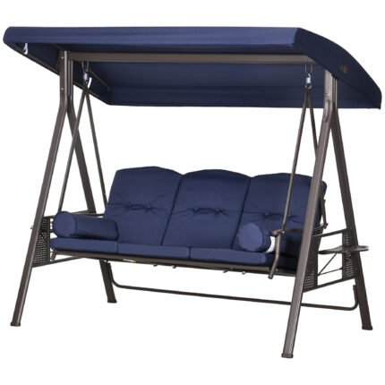 3-Seat Outdoor Porch Swing Chair with Adjustable Canopy