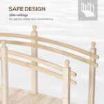 Wooden Arch Garden Bridge, Safety Rails for Backyard Ponds, Creeks, Streams, 7.5' , Natural - Image 5