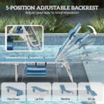 Tanning Chair with Face Hole and Side Table, 5-Position Folding Outdoor Chaise Lounge Chair, Blue Stripe - Image 6