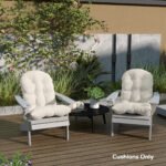 Adirondack Chair Cushions Set of 2, Tufted High Back Patio Non-Slip Cushions for Adirondack Chairs, Beige - Image 8