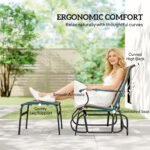 Outdoor Glider with Ottoman, Patio Glider Chair Set with High Back, Wide Seat for Porch, Garden, Backyard, Brown - Image 5