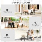 Outdoor Glider with Ottoman, Patio Glider Chair Set with High Back, Wide Seat for Porch, Garden, Backyard, Brown - Image 7