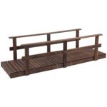 7' Garden Bridge with Pine Wood and Stained Finish for Backyard Ponds Creeks Streams Wood