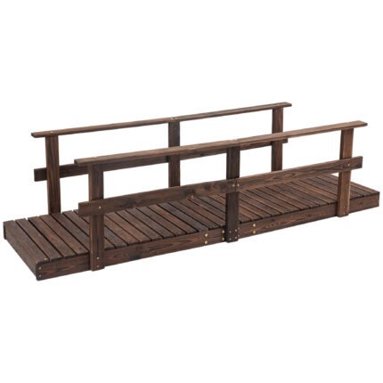 7' Garden Bridge with Pine Wood and Stained Finish