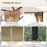 10' x 10' Outdoor Patio Gazebo Canopy Tent with Mesh Sidewalls, 2-Tier Canopy for Backyard, Beige - Image 5