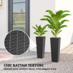 23.6 Inch Tall Planters for Outdoor Plants, Set of 2 Plastic Flower Pots with Drainage Holes, Black - Image 5