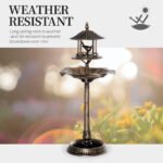 3 in 1 Garden Bird Bath Bowl Pedestal with Bird Feeder, Large Water Basin, Underneath Flower Planter, Bronze - Image 6