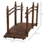 7.5' Fir Wood Garden Bridge Arc Walkway with Side Railings, Perfect for Backyards, Gardens, & Streams, Carbonized - Image 3