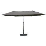 Patio Umbrella 15' Steel Rectangular Outdoor Double Sided Market with base, UV Sun Protection & Easy Crank for Deck Pool Patio - Image 11