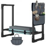 Garden Kneeler and Seat, Heavy Duty Foldable Gardening Stool with Thicker Soft Kneeling Pad, Extendable Steel Leg