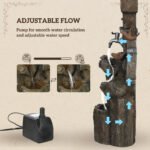 Outdoor Water Fountain, Decorative Garden Birdhouse, 3-Tier Cascading Waterfall with LED Lights and Water Wheel, Soothing Tranquility for Home Garden, Yard Decor - Image 6