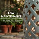 12.5" x 18" Ceramic Garden Stool with Woven Lattice Design & Glazed Strong Materials Decorative Outdoor Stool, Green - Image 4