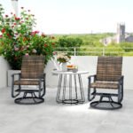 Wicker Rattan Swivel Patio Glider Chair Set of 2, Outdoor Glider Chair with Steel Frame, High Back, Brown - Image 8