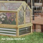 Raised Garden Flower Bed Kit with Greenhouse, Wooden Cold Frame Planter, 35.5" x 31.5" x 36", Natural - Image 6