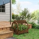 Wooden Wagon Planter Box, 3-Tier Raised Garden Bed, for Vegetables Flowers Herbs, 25" x 21" x 24" - Image 7