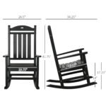 2PCs Outdoor Rocking Chair with Armrests, Fade-Resistant Waterproof HDPE for Indoor & Outdoor, Black - Image 3