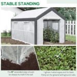 12' x 7' x 7' Greenhouse, Walk-in Outdoor Tunnel Green House with PE Cover, Steel Frame, 2 Roll-Up Zipper Doors & 4 Windows for Flowers, Vegetables, Tropical Plants, White/Dark Gray - Image 6