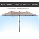 Patio Umbrella 15ft Double-Sided Outdoor Market Extra Large Umbrella with Crank Handle for Backyard, Light Blue - Image 4