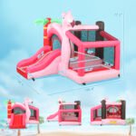 Inflatable Bounce House with Ball Pool, Basketball Hoop, Jumping Bouncy Castle with Blower for Indoor Outdoor, Pink - Image 3