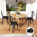 Patio Chair Cushions Set of 4 Round Seat Cushions for Dining Bistro Chairs Machine Washable, 15" x 15" x 3", Black - Image 2