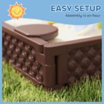Kids Sandbox with Cover, 4 Corner Seats, Bottom Liner for Backyard, Garden, Outdoor, 73" x 47" x 9", Dark Brown - Image 7